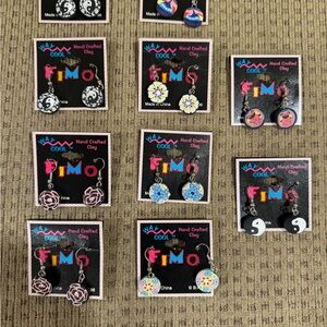 Lot of 10 Assorted Fimo Clay Earrings